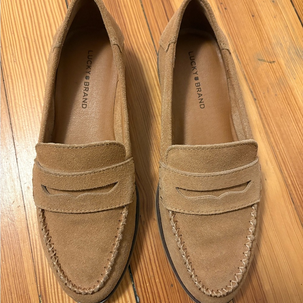 Lucky Brand Tan Suede Penny Loafers
